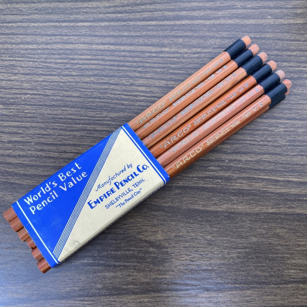 VTG 1 Dozen UNSHARPENED Empire Pencil Co "ARCO" 88 No 2 USA "The Pencil City"